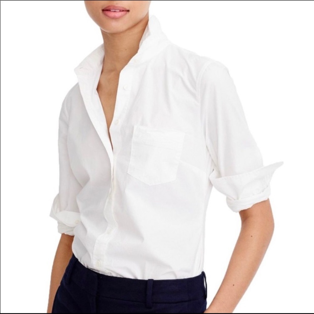 J. Crew Button Down Top the Perfect Shirt in Cotton Poplin